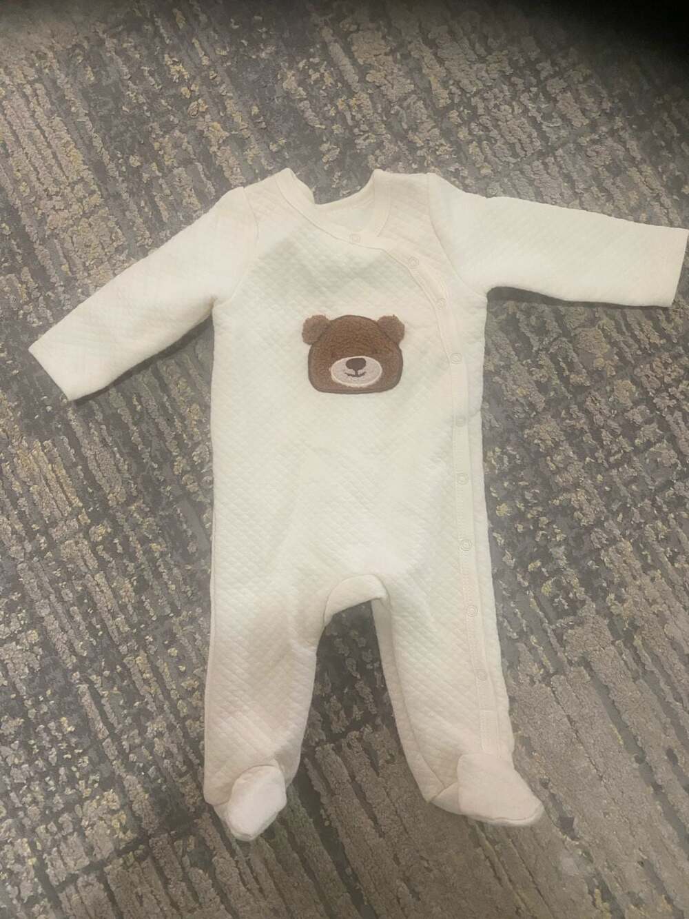 Sterling Baby Quilted Bear Footie Coverall Romper Off-White 9M